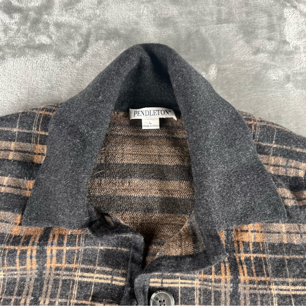 Pendleton Women's Sz L Merino Wool Button Up Cardigan Sweater Pocket Pea Coat - Picture 3 of 16
